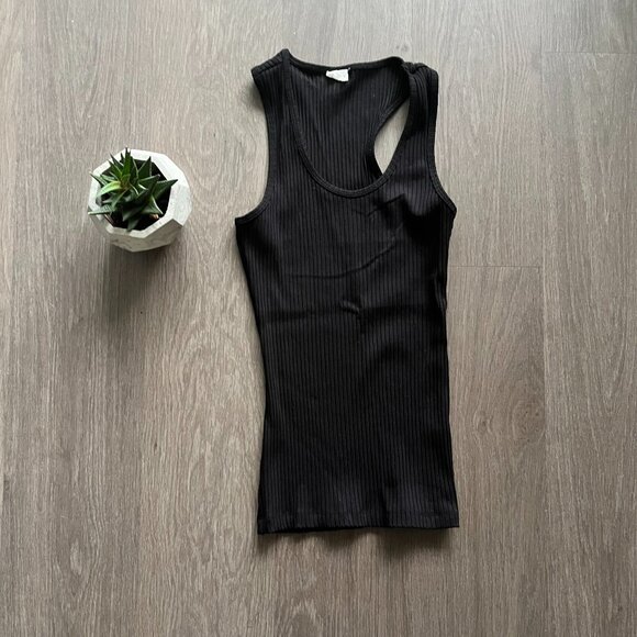 WILFRED FREE Black Sleeveless Ribbed Tank Top - Picture 1 of 10